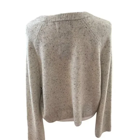 Rachel Zoe Speckled Boxy Crewneck Sweater Cream Gray Black XL - Picture 5 of 6